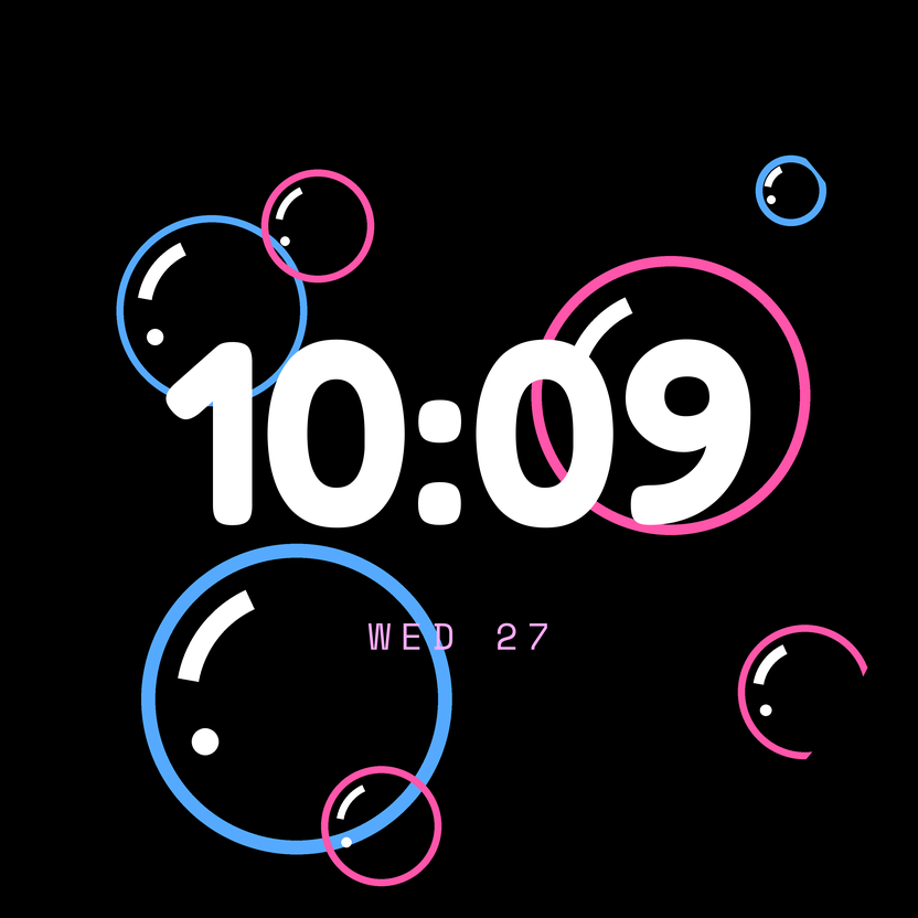 Bubble Bath watch face, resting state