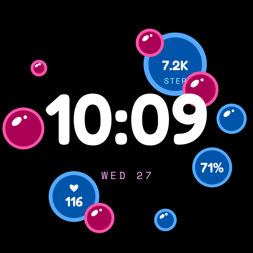 Bubblegum watch face, wrist-raised state
