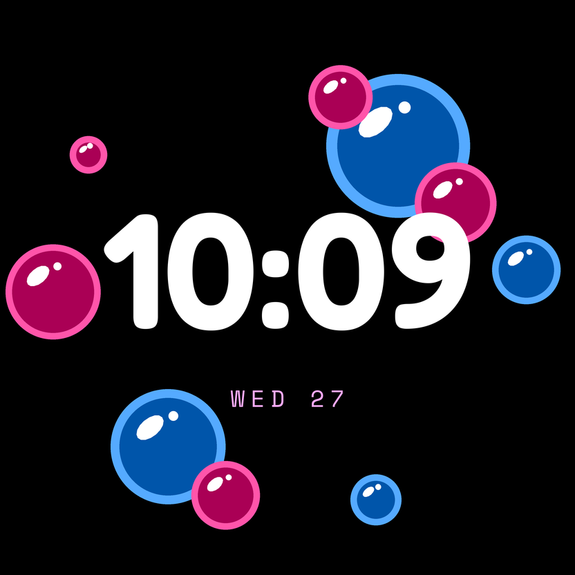 Bubblegum watch face, resting state