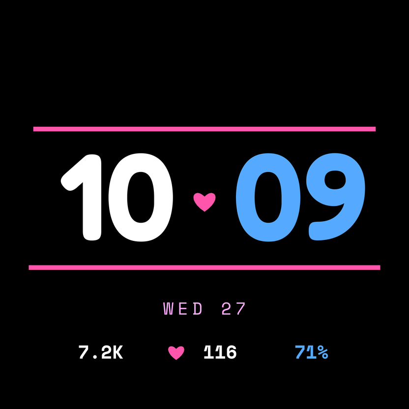 Love Letter watch face, wrist-raised state